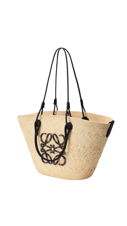 Medium Anagram Basket Bag in Iraca Palm and Calfskin
