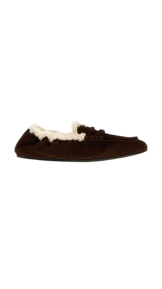Ruches Suede Loafers in Brown