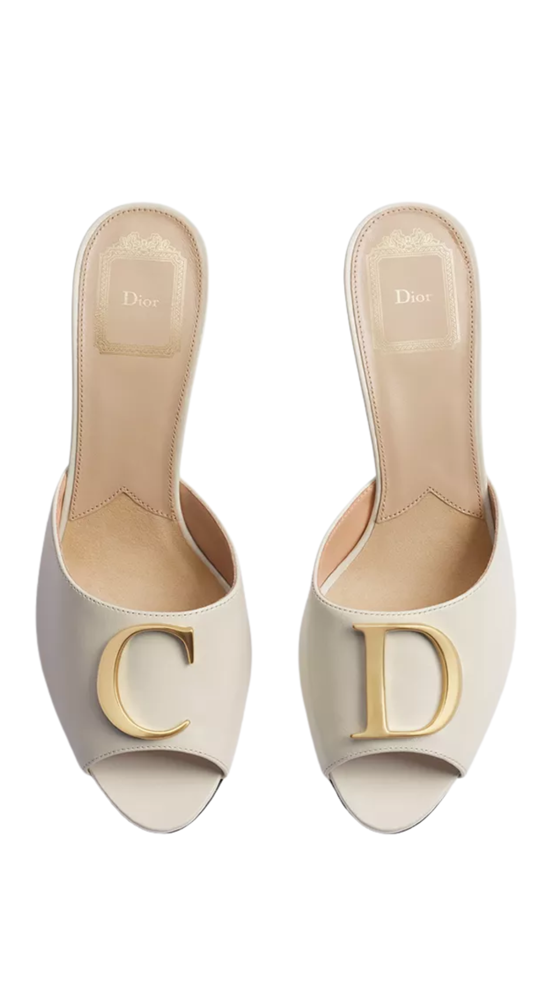 Dior Initials Heeled Slide in White Lambskin