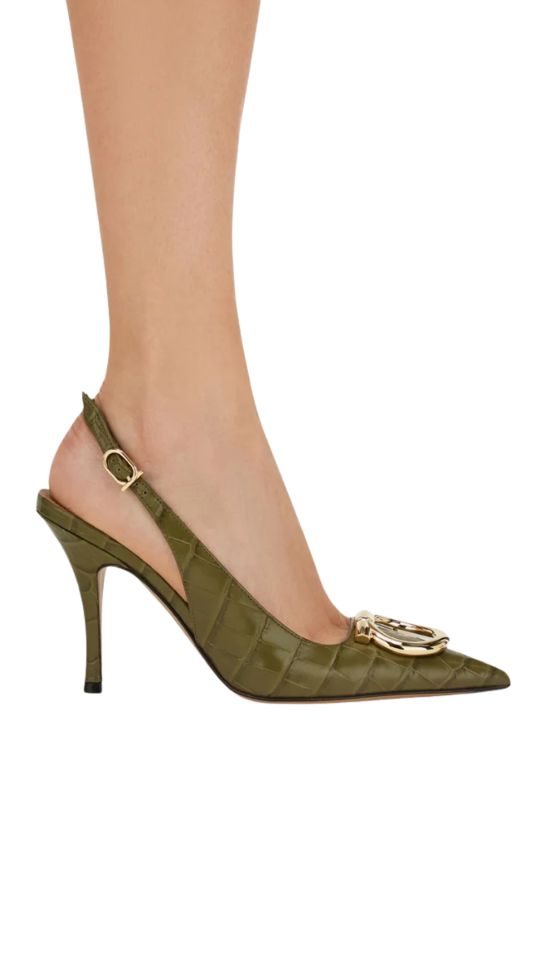 Slingbacks Maxi Gancini in Verde Oliva
