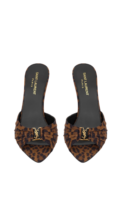 Babylone Mules in Leopard Grosgrain