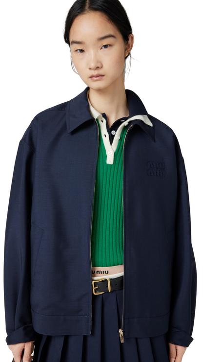 Mohair Blouson Jacket in Navy