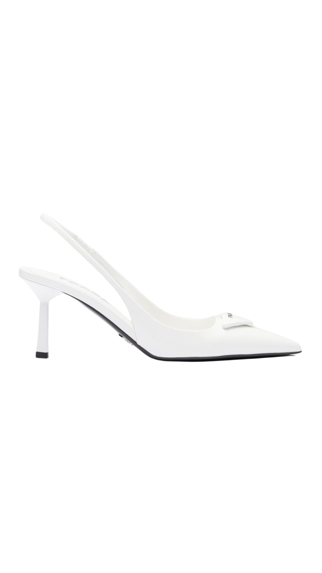 Brushed Leather Slingback Pumps in White