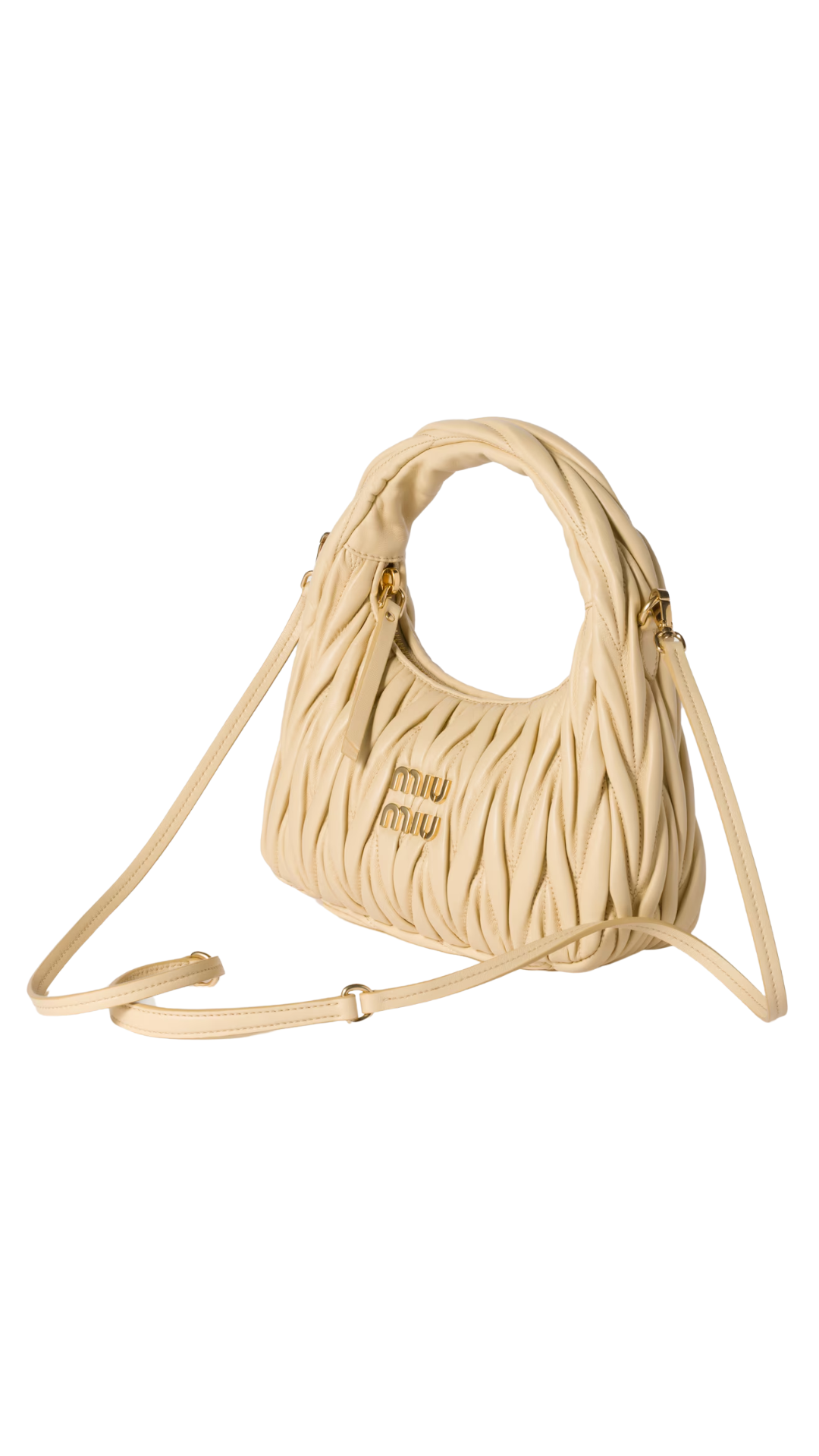 Small Wander Matelassé Nappa Leather Hobo Bag in Soy Green
