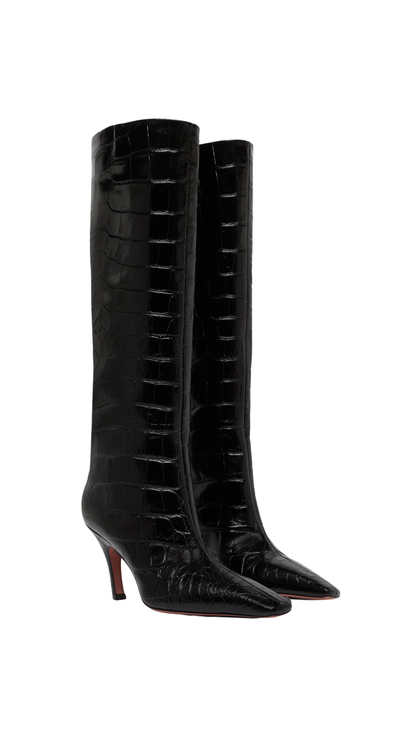 Mona Boot 80 Black Printed Croc