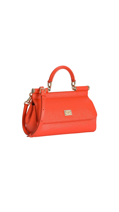 Mini Sicily Handbag in Orange Calfskin