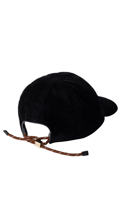 Velvet Baseball Cap in Black/Tobacco