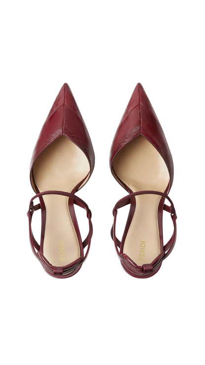 Very Colibrì in Burgundy Hagfish Leather High-Heeled Slingbacks