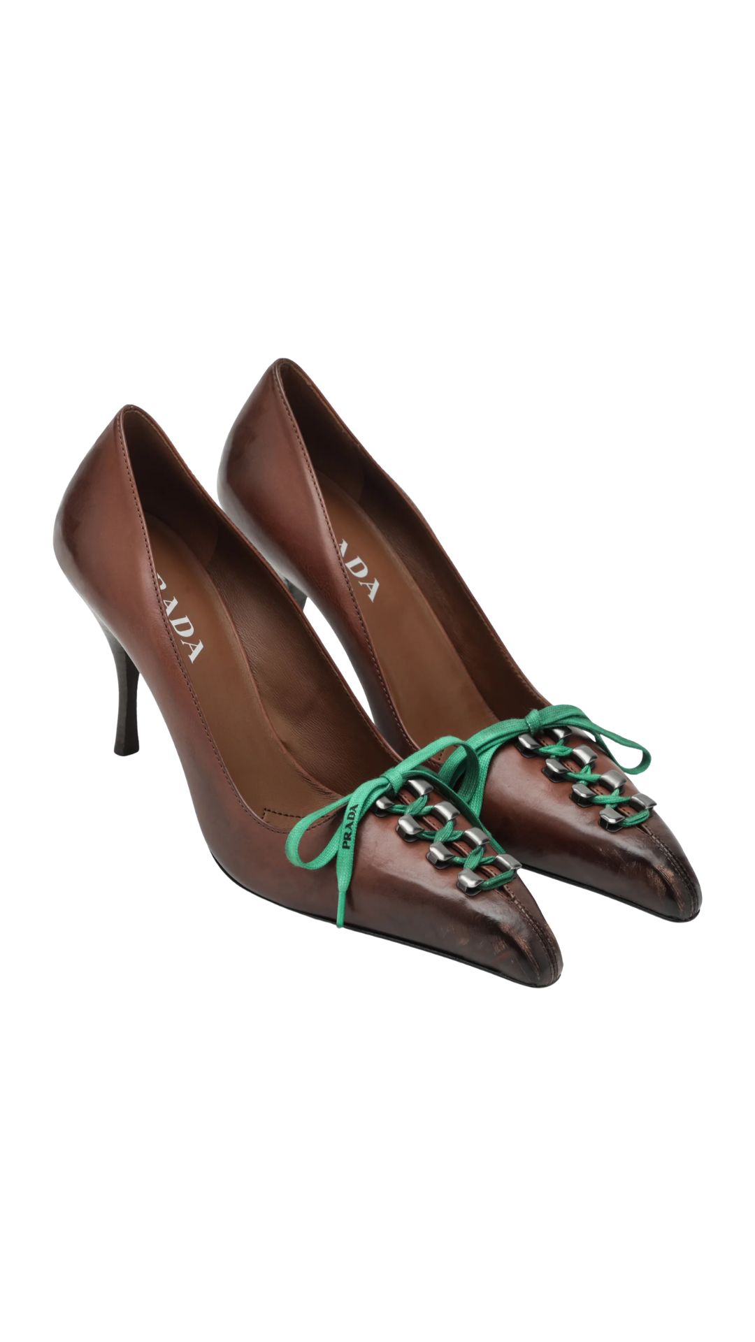 Antiqued Leather Pumps in Cocoa Brown
