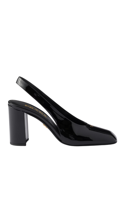 Patent Leather Slingback Pumps in Black