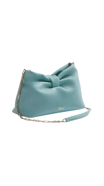 Small Dior Bow Bag in Tourmaline Blue Lambskin