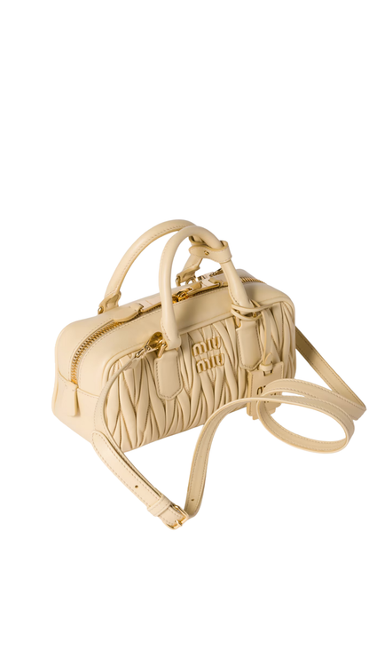 Arcadie Matelassé Nappa Leather Bag in Soy Green