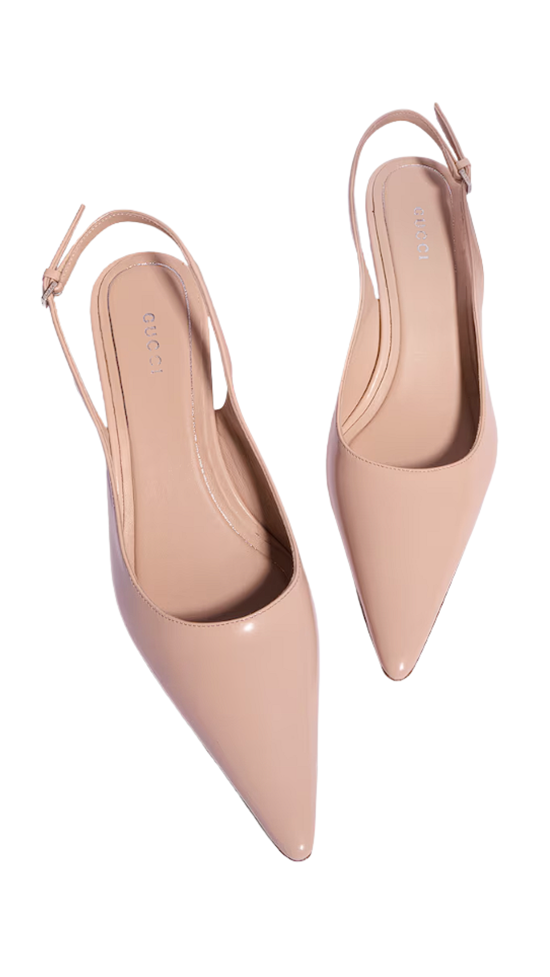 Castello Slingback in Pink Beige Soft Shiny Leather