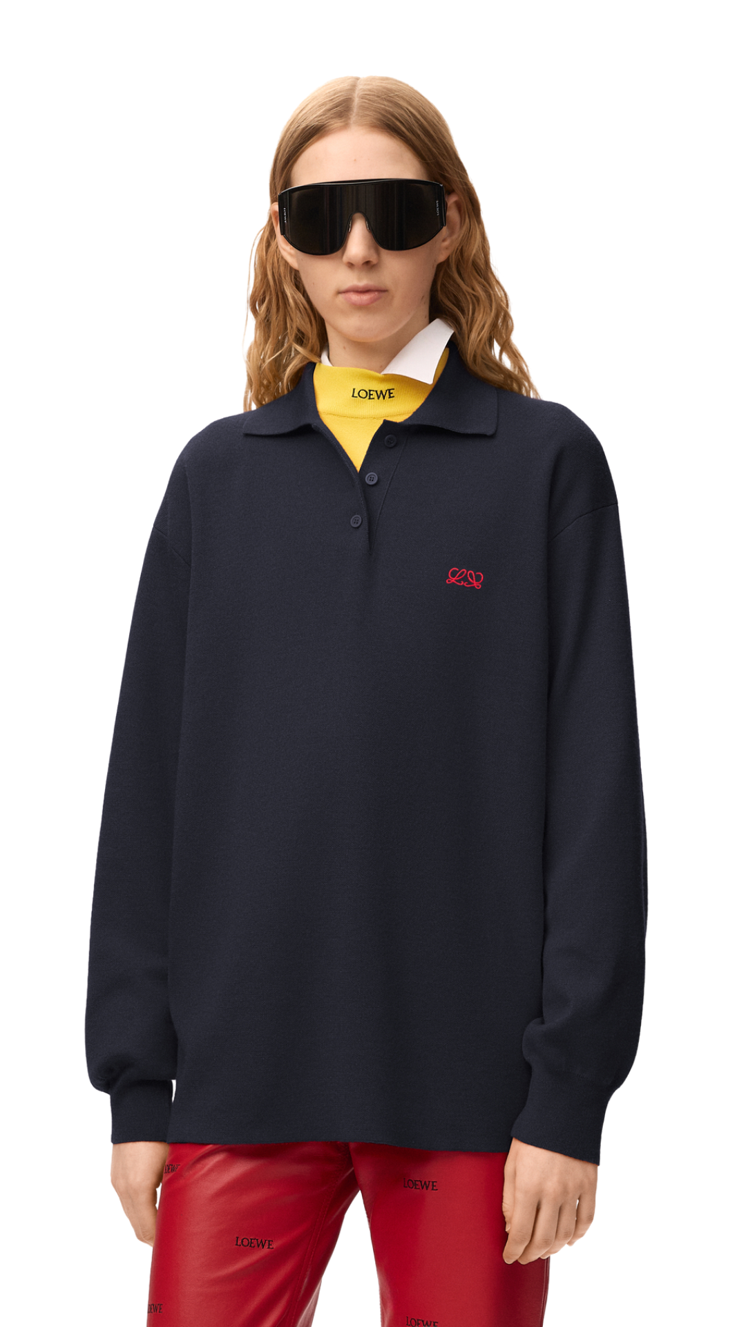 Polo Sweater in Dark Navy Cashmere and Silk Blend