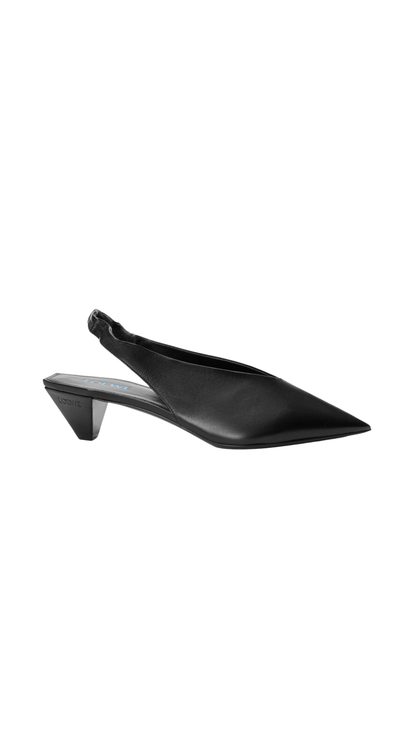 Origami Cubic Slingback in Black Lambskin