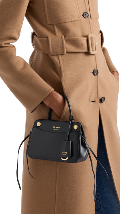 Carry Mini Leather Handbag in Black
