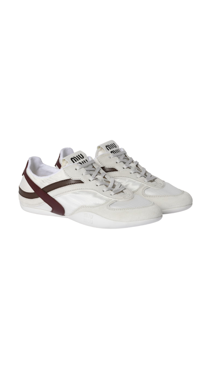 Zapatillas deportivas Gymnasium en tejido técnico y ante en blanco/burdeos