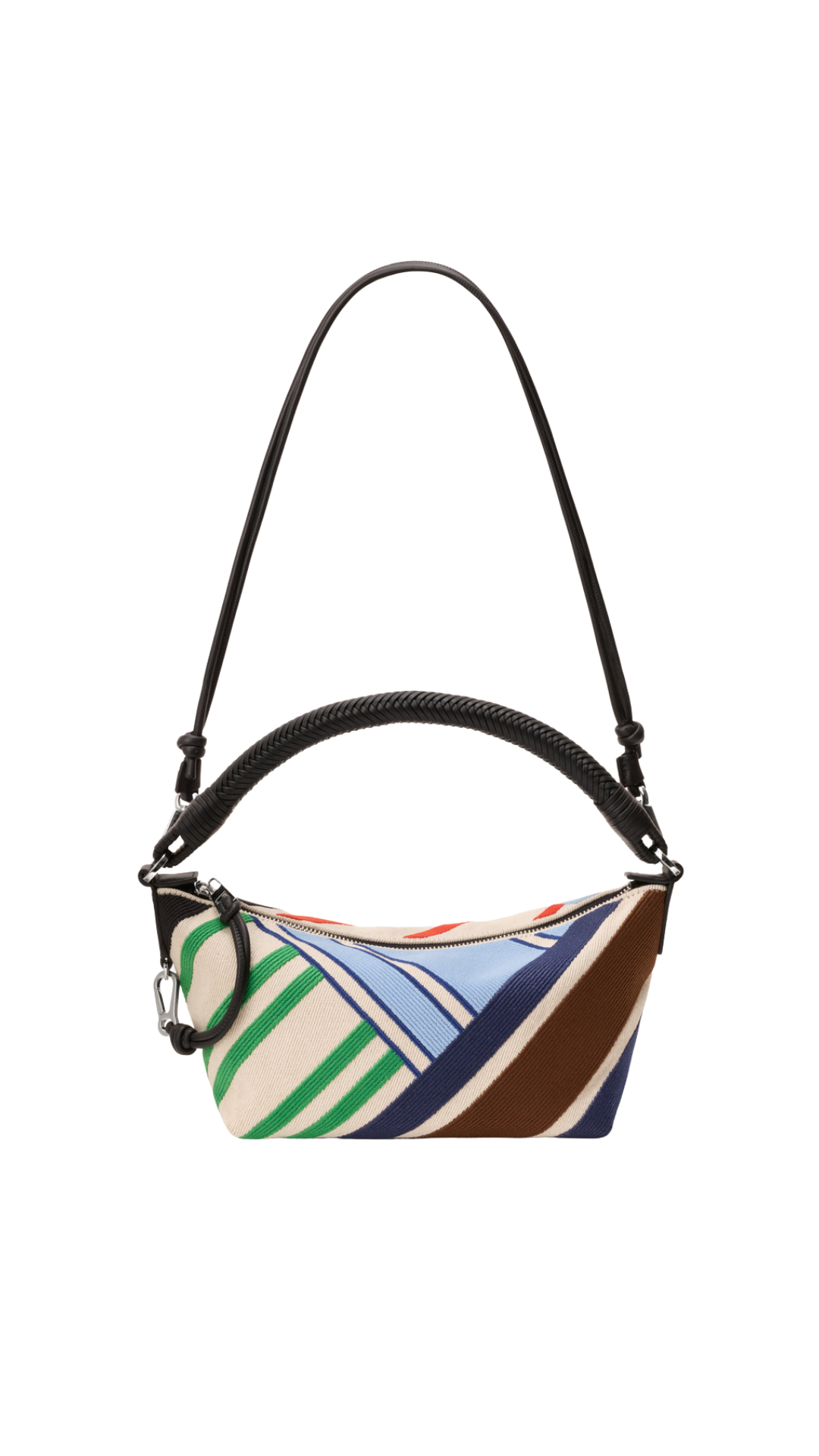 Cala Mini Bag in Embroidered Canvas and Calfskin in Ecru/Multicolor
