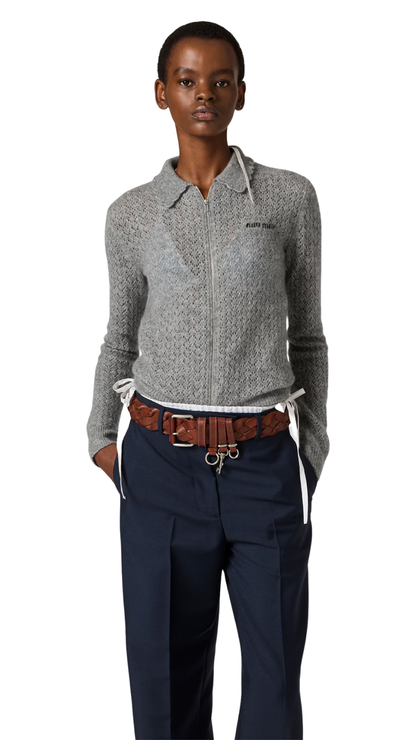 Cashmere and Silk Cardigan in Grey
