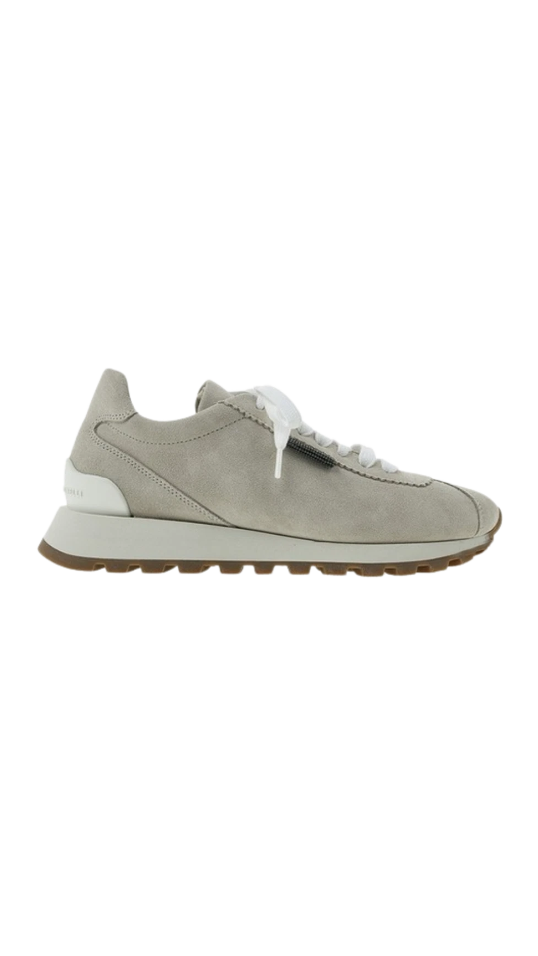 Suede Runners with Shiny Tab in Beige