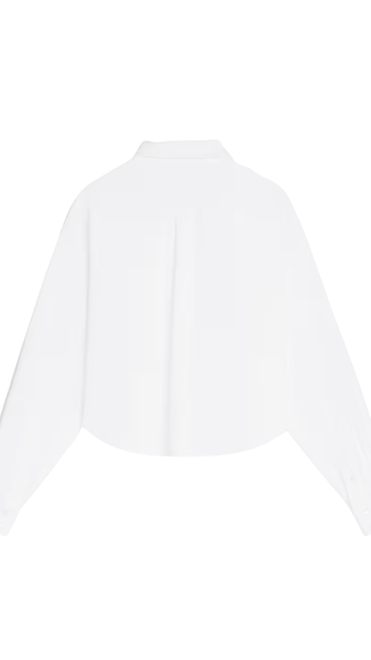 Shirt in White Cotton Denim