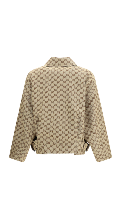 GG Canvas Bomber Jacket in Camel