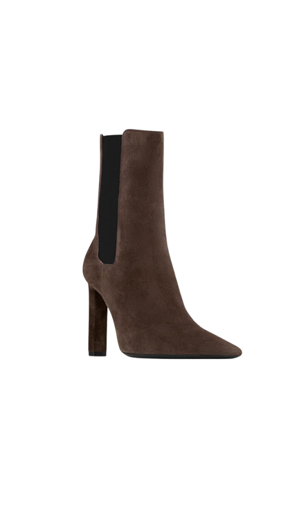 Francoise Chelsea Booties in Dark Chocolate Suede