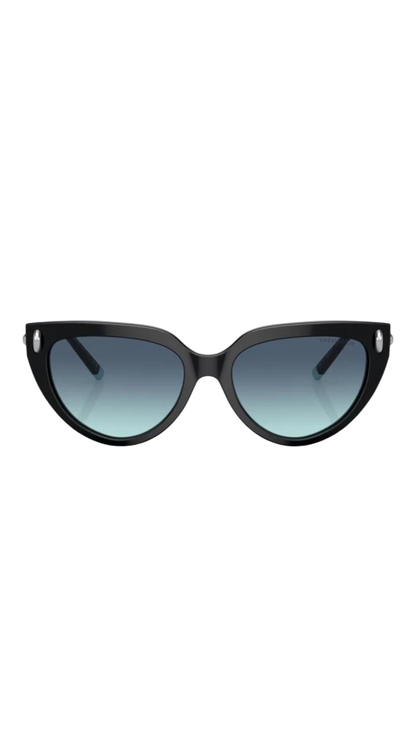 Cat Eye Black Acetate with Blue Lenses