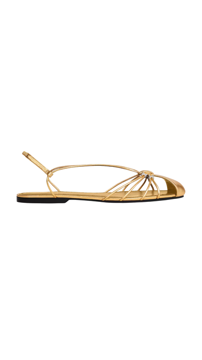 Cocktail Sandal in Gold Laminated Lambskin