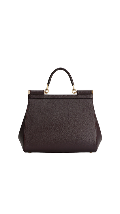 Large Sicily Handbag in Burgundy Dauphine Calfskin
