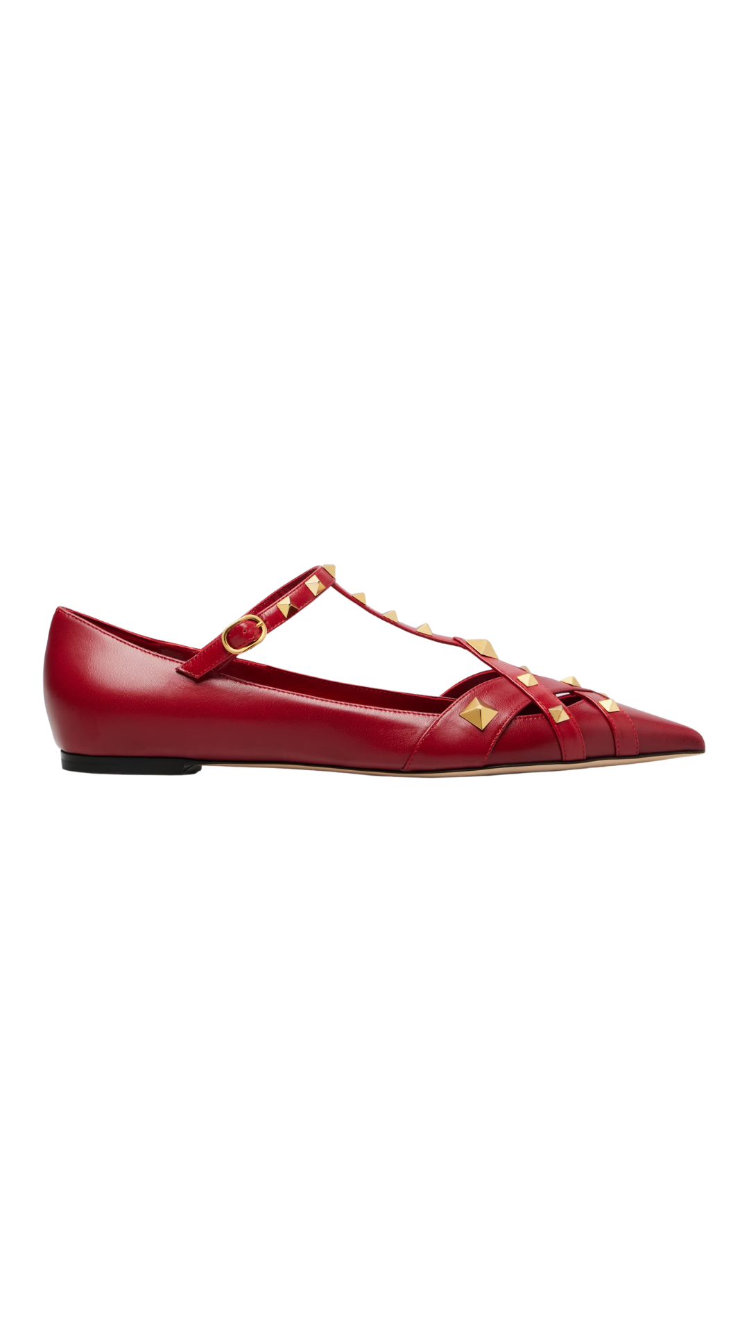 Studdy Leather Ballet Flats in Red