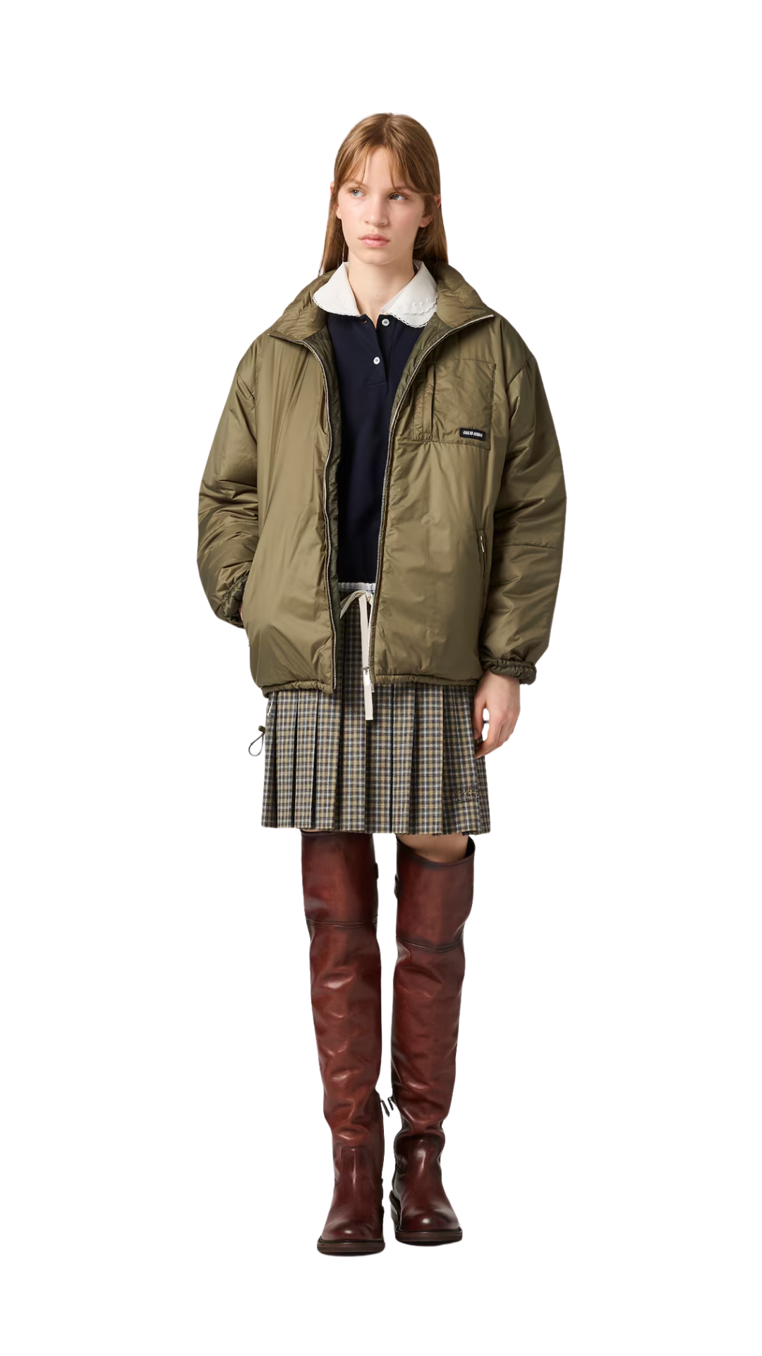 Medium-Weight Ripstop Down Jacket in Forest Green
