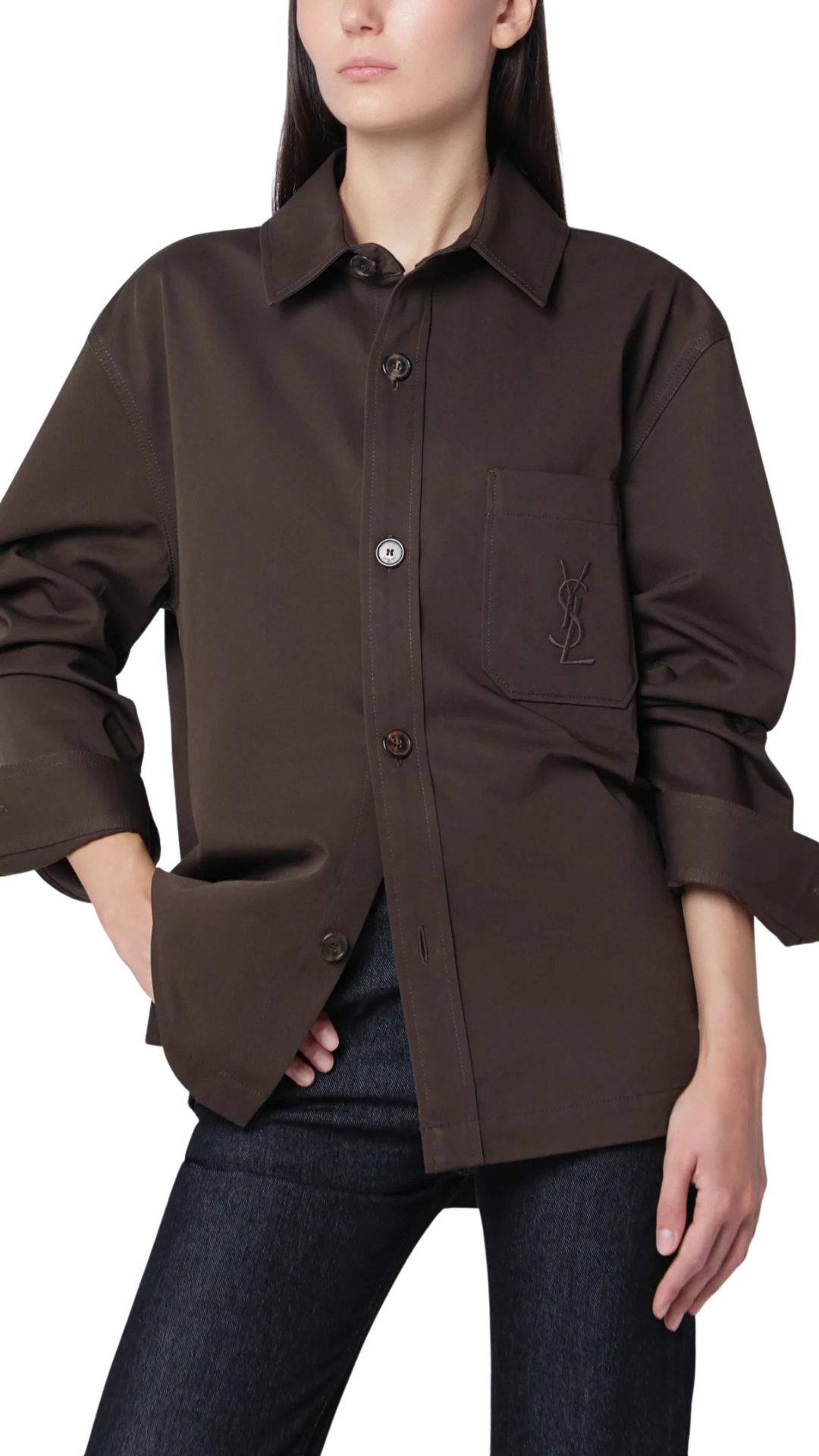 Cassandre Shirt Jacket in Dark Brown