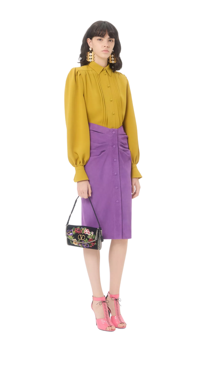 Devain Small Embroidered Shoulder Bag in Black/Multicolor