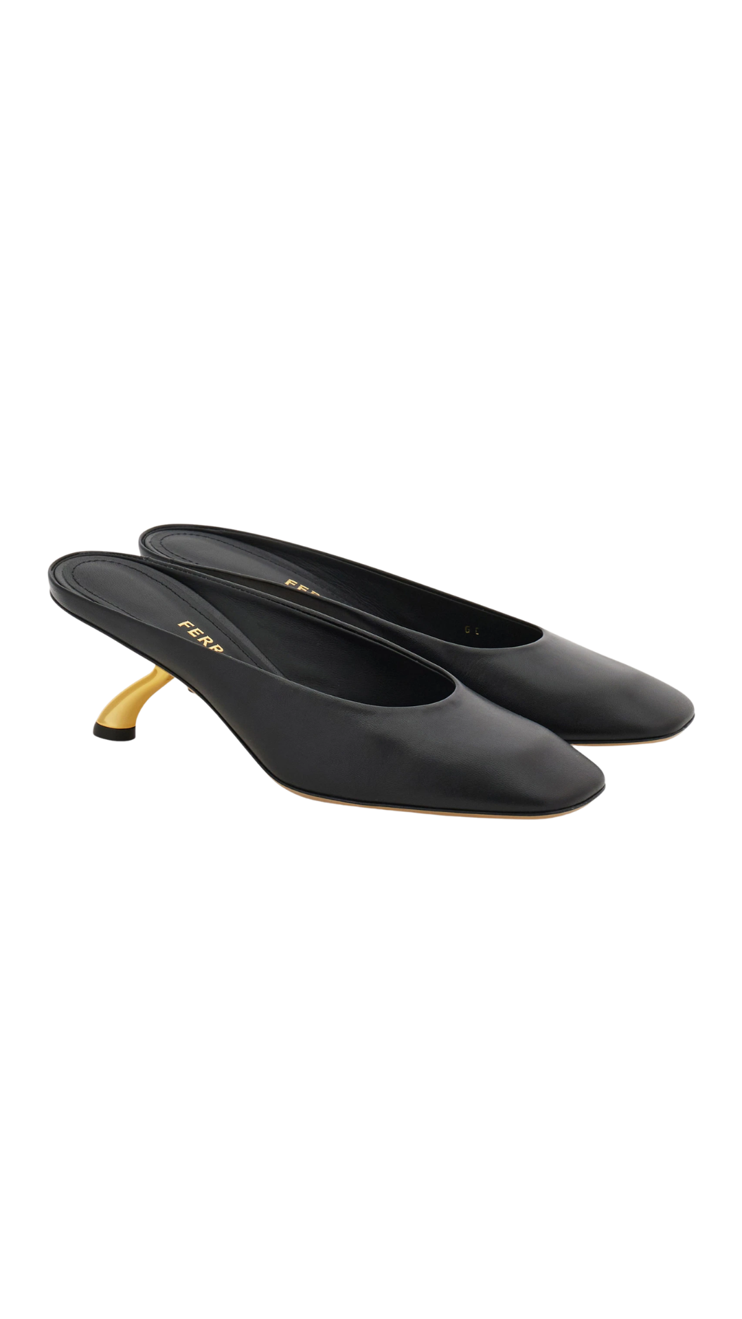 S-Shaped Heel Mules in Black