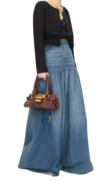Small Paddington Bag in Rosewood Python-Effect Leather