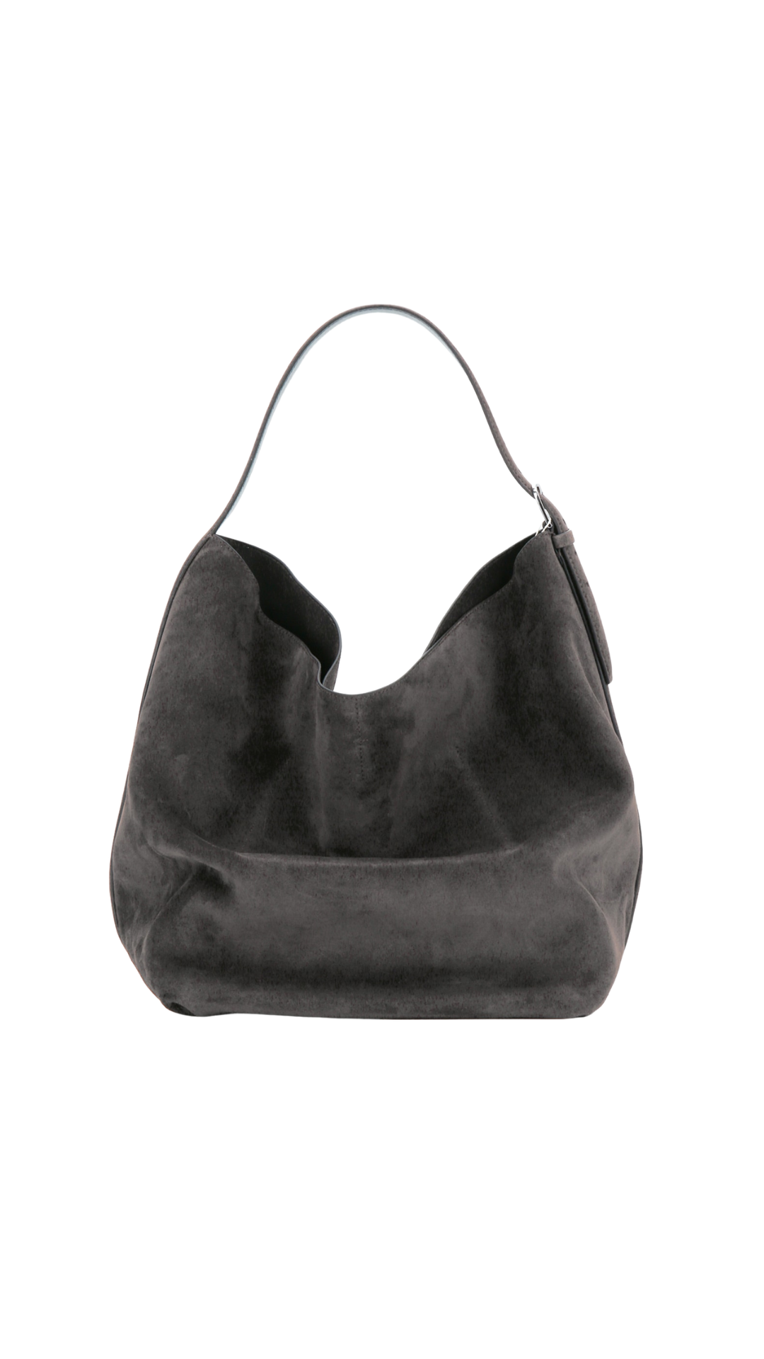 Belted Tote in Grey Suede