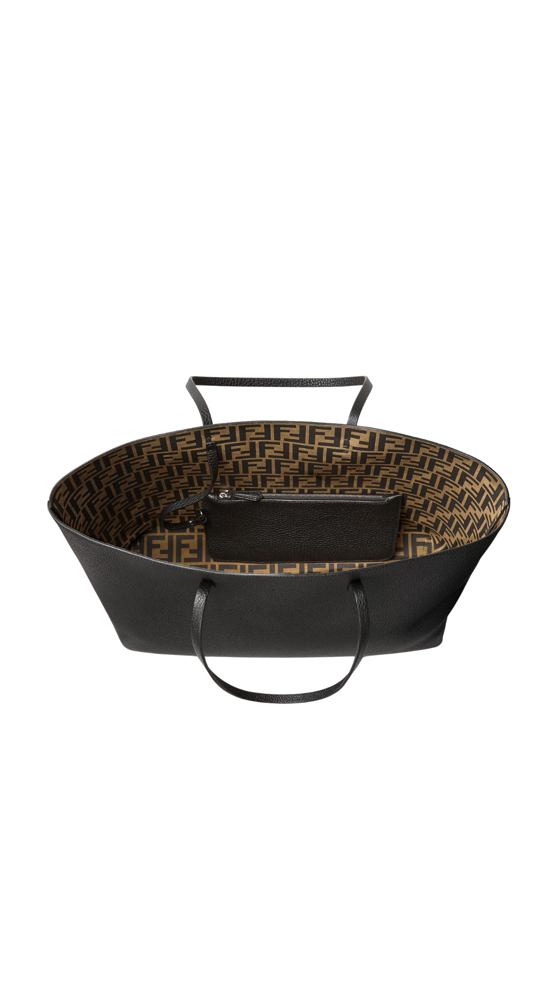 Medium Roll in Black Cuoio Romano Leather Shopper