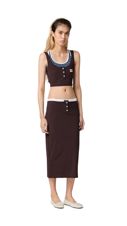 Stretch Jersey Skirt in Ebony