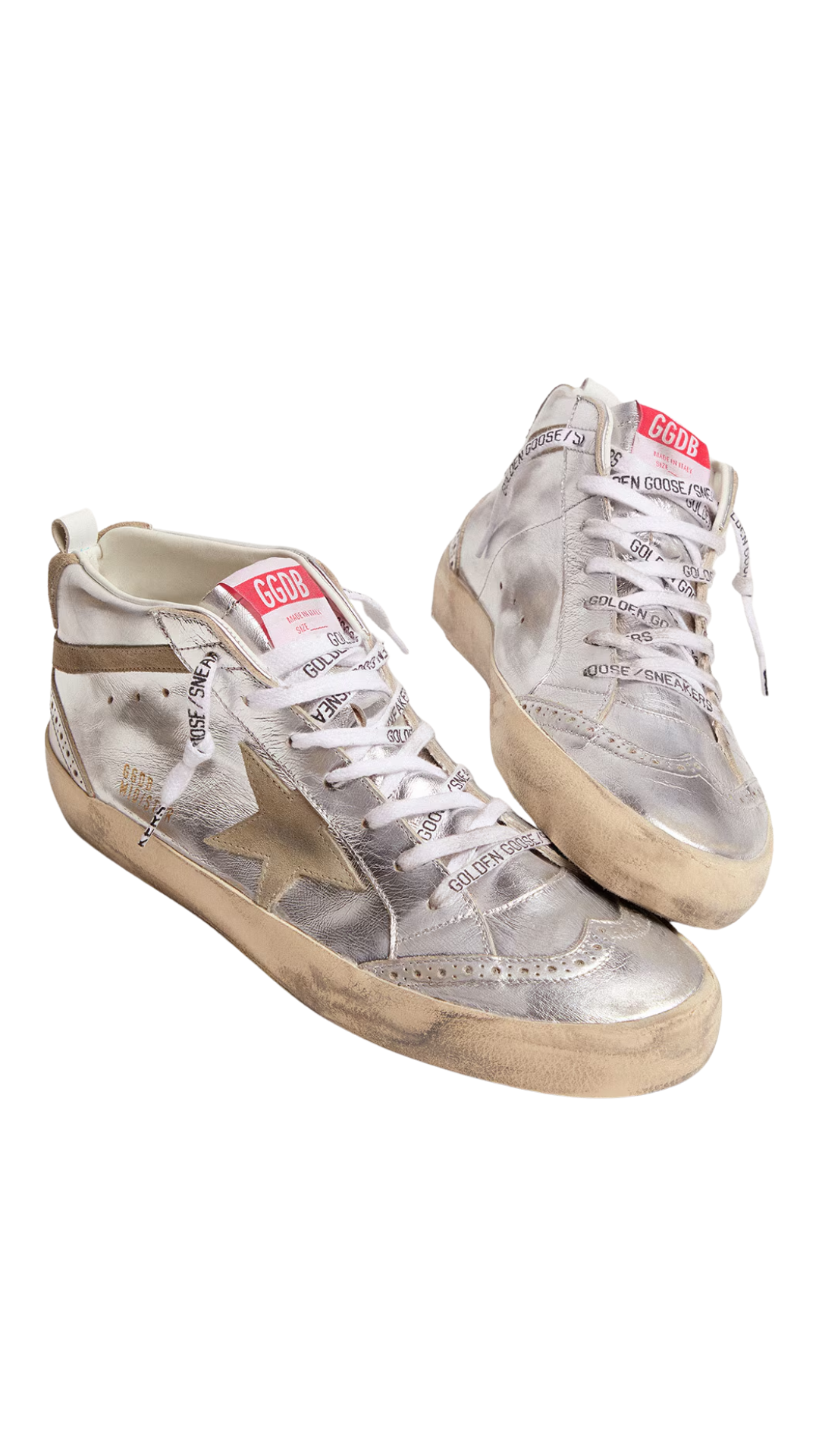Women's Mid Star in Silver Laminated Leather with Dove Gray Star