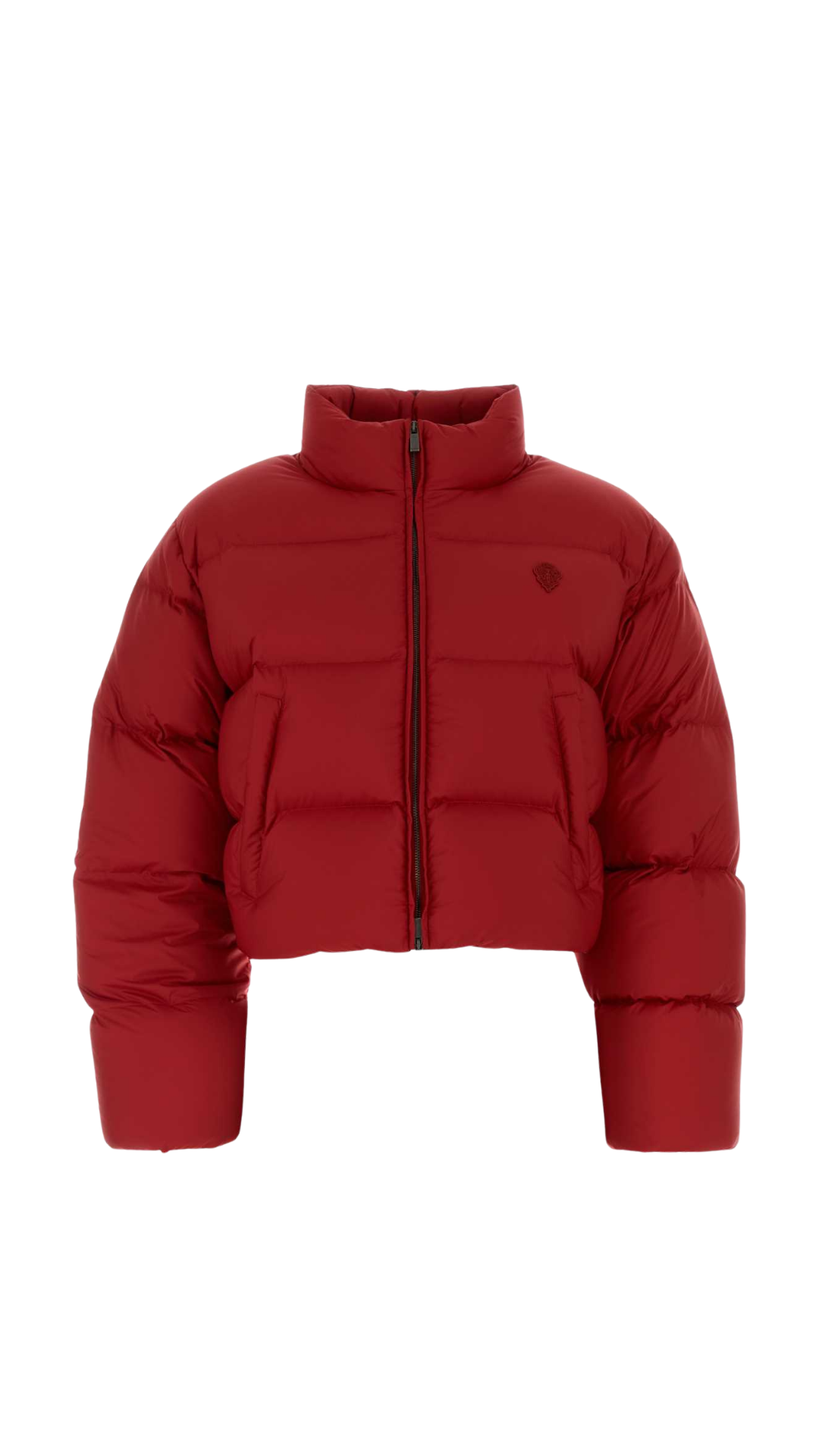 Crop Fit Down Jacket with Iconic Crest in Red