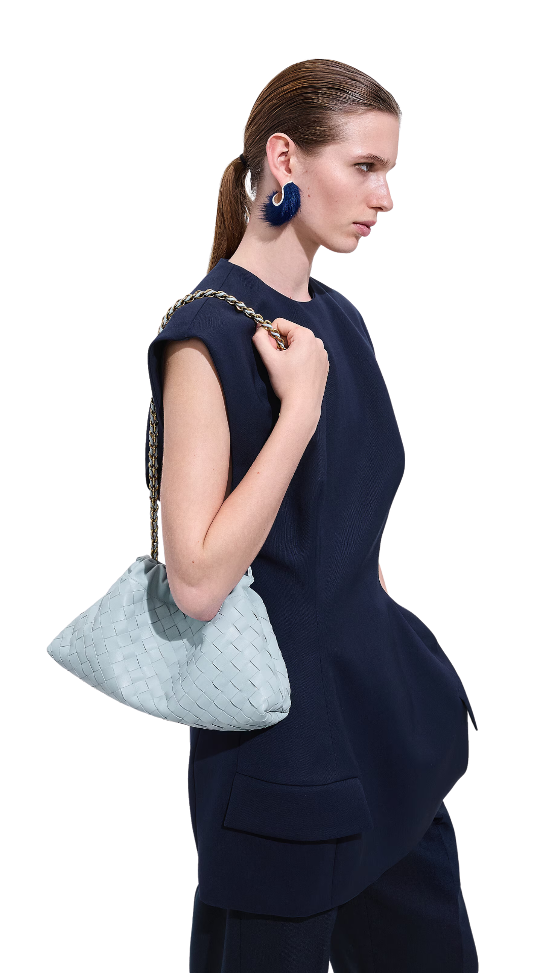 Dustbag Notte in Glacial Intrecciato Calfskin Leather Pouch