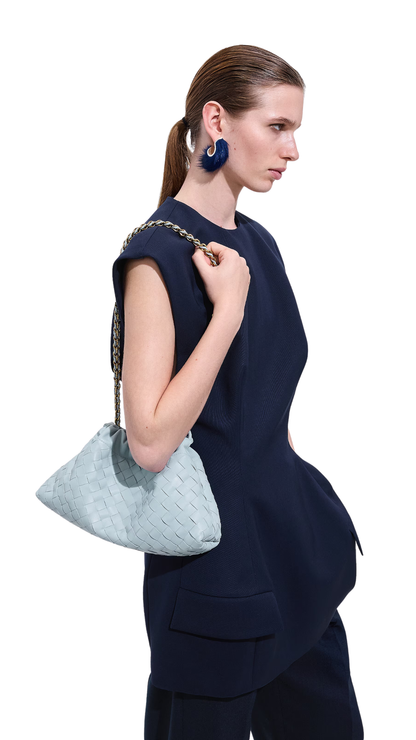 Dustbag Notte in Glacial Intrecciato Calfskin Leather Pouch