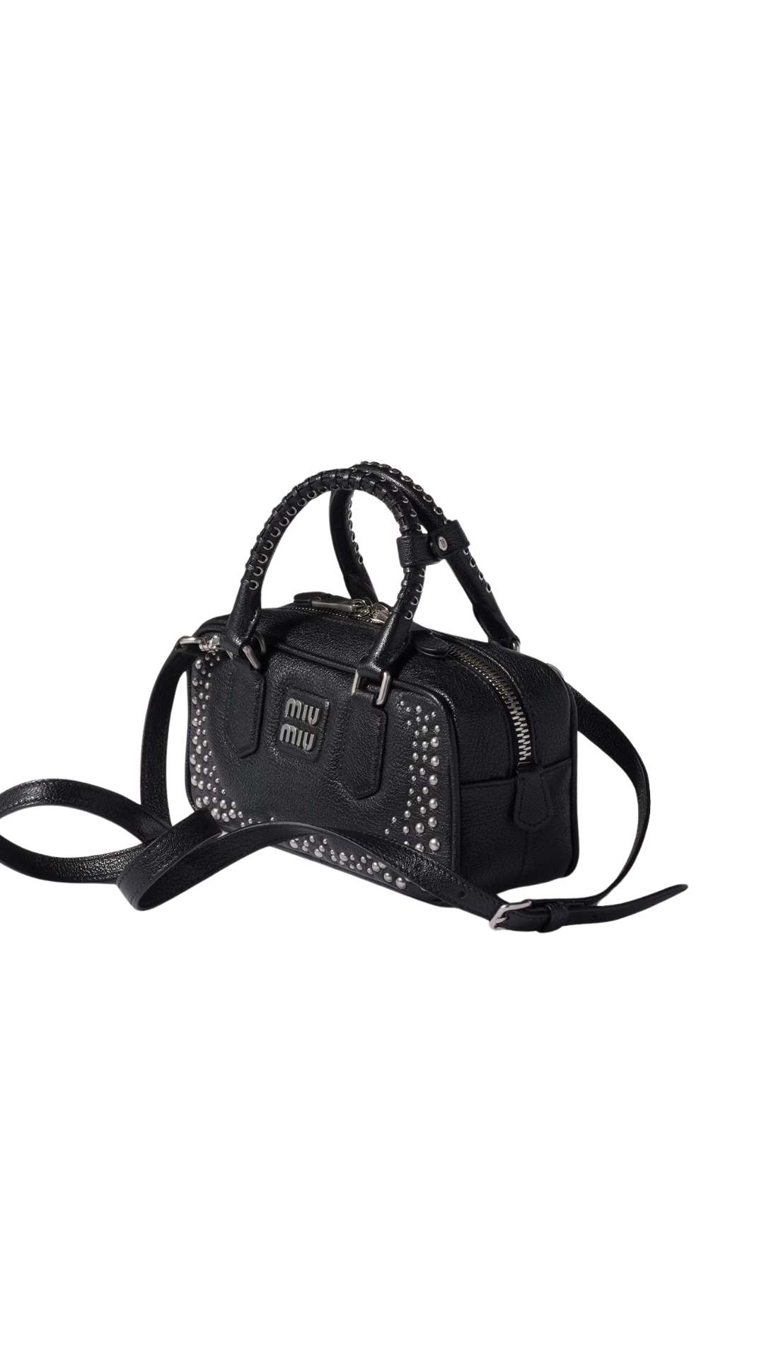 Arcadie Studded Leather Bag in Black