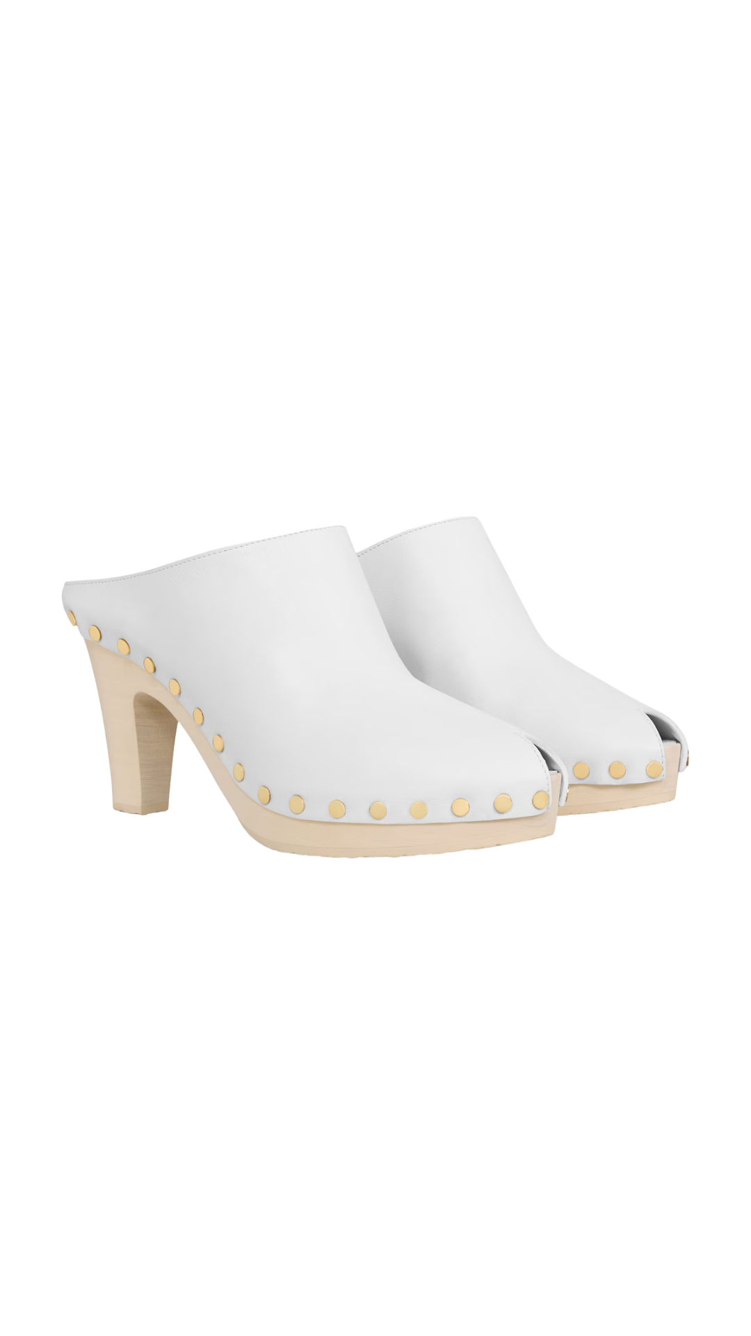 Rive Heeled Clog in White Calfskin