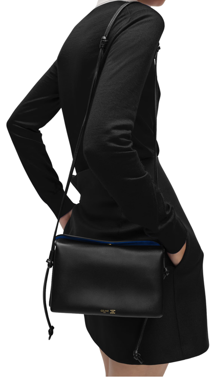 Trio Flap In Black Smooth Lambskin