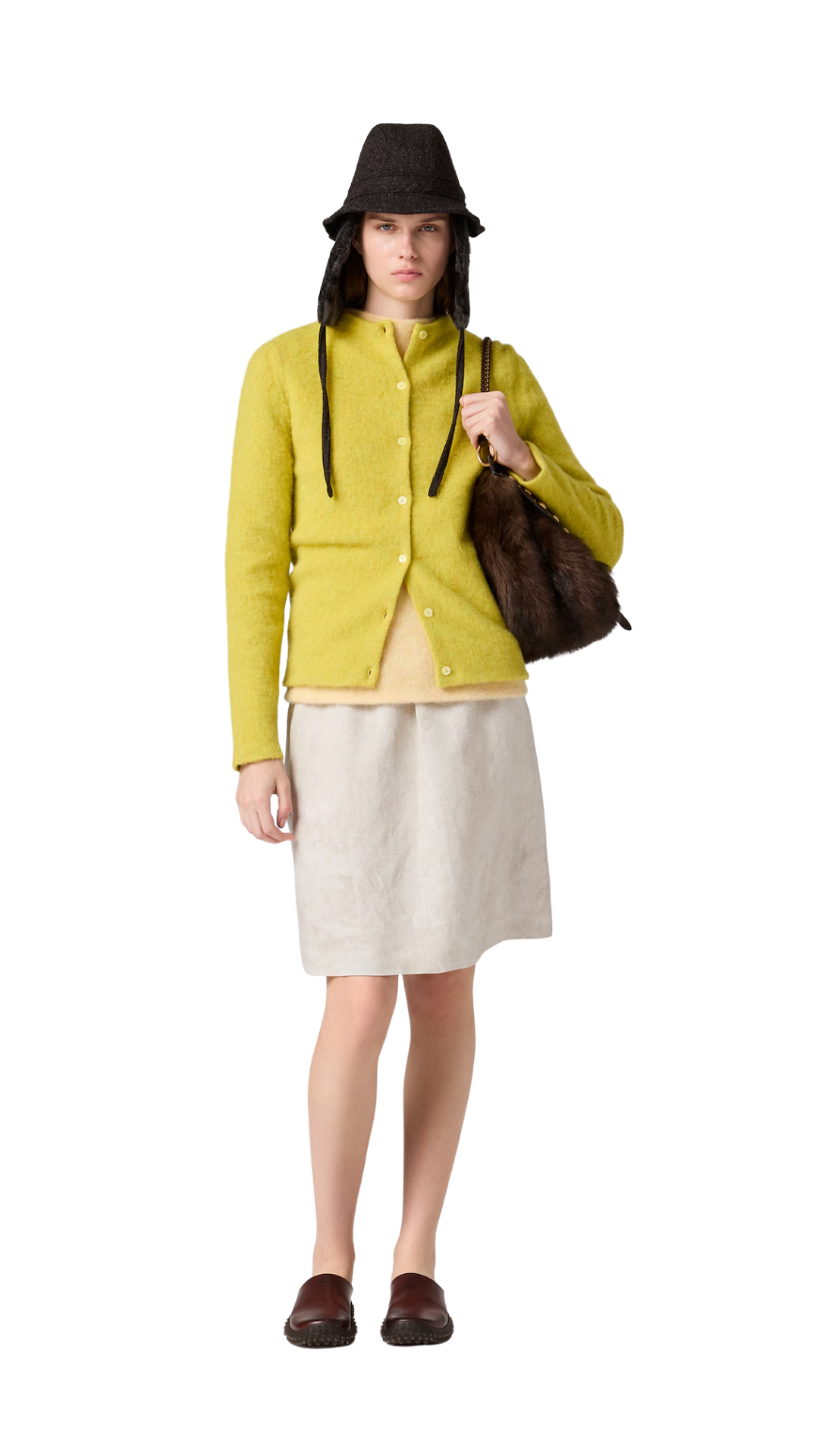 Wool Cardigan in Lime Green