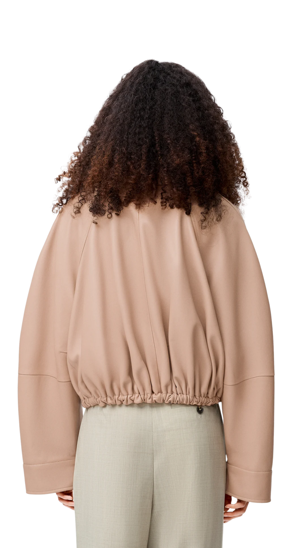 Balloon Jacket in Beige Nappa Lambskin