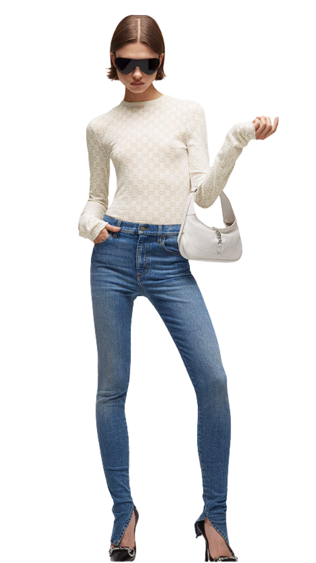 GG Cotton Devoré Top in White