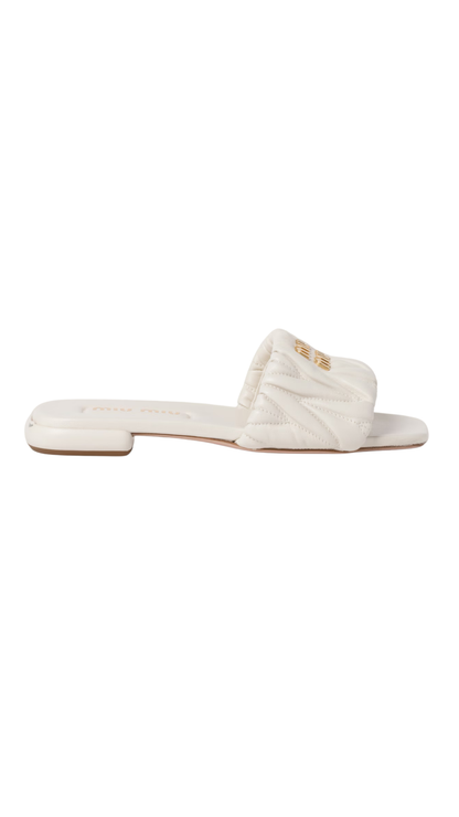 Matelassé Nappa Leather Slides in White
